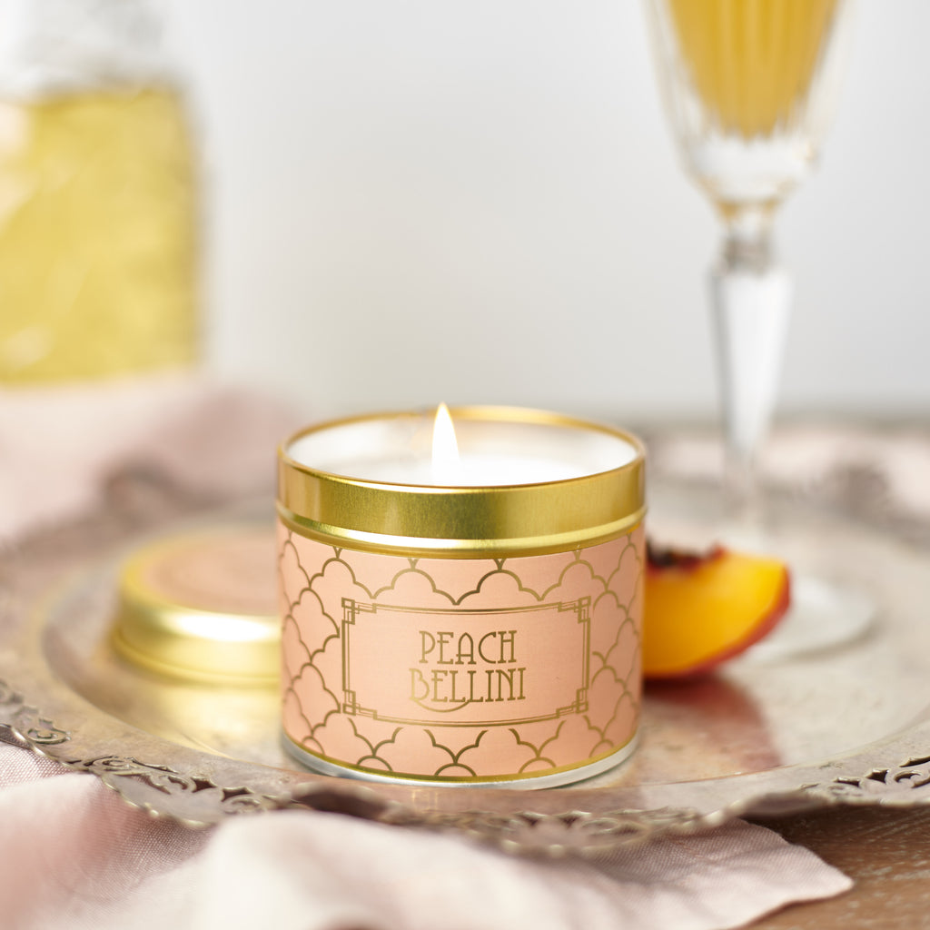 Country Candle Peach Bellini Tin :Happy HourTrinidad Boxbles Gourmet Store