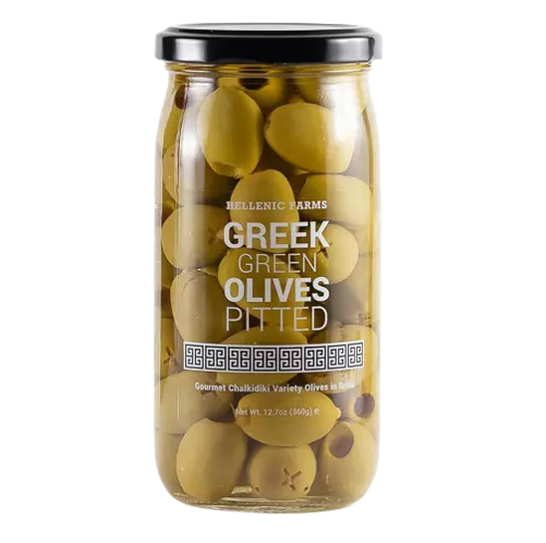 Hellenic Farms Green Olives Pitted 12.7oz Trinidad Boxbles Gourmet Store