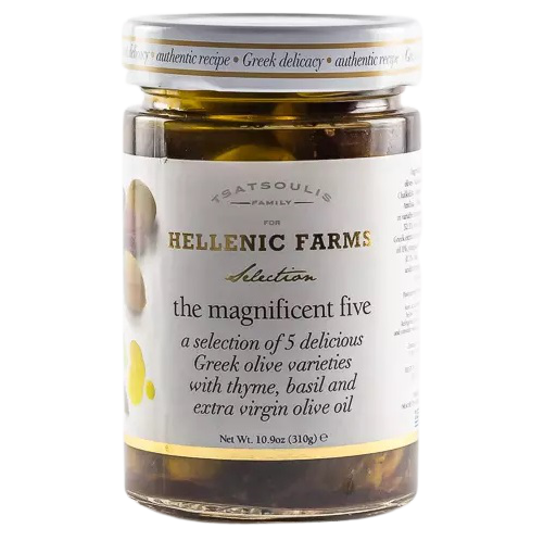 Hellenic Farms Magnificent Five Marinated Olives 12.7oz Trinidad Boxbles Gourmet Store