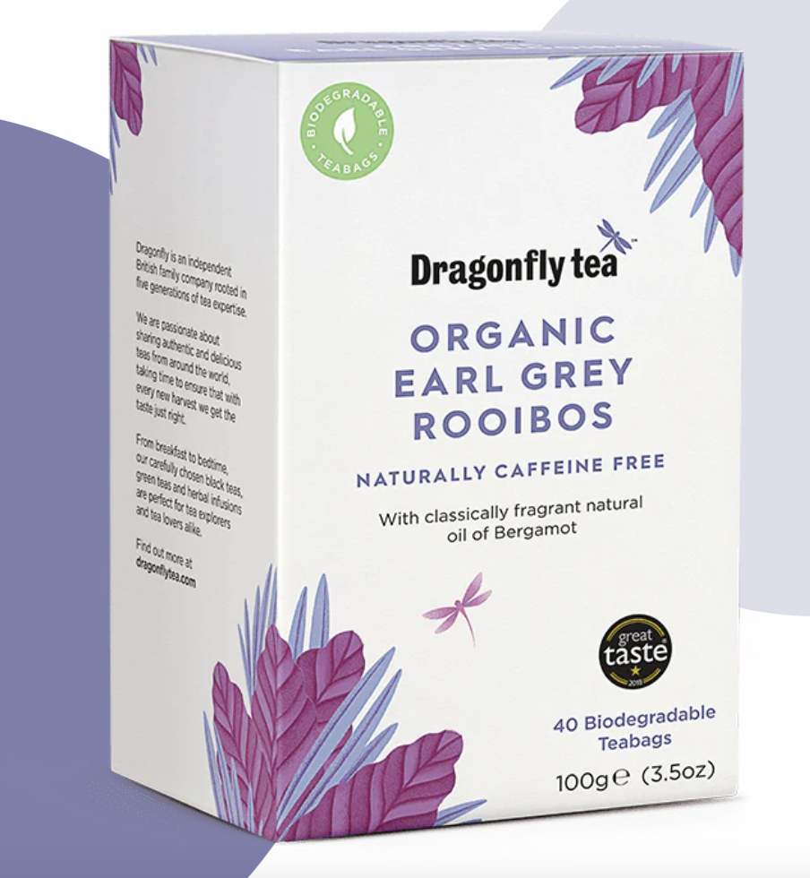 Dragonfly Organic Earl Grey Roobios Tea Sachets 100g Trinidad Boxbles Gourmet Store