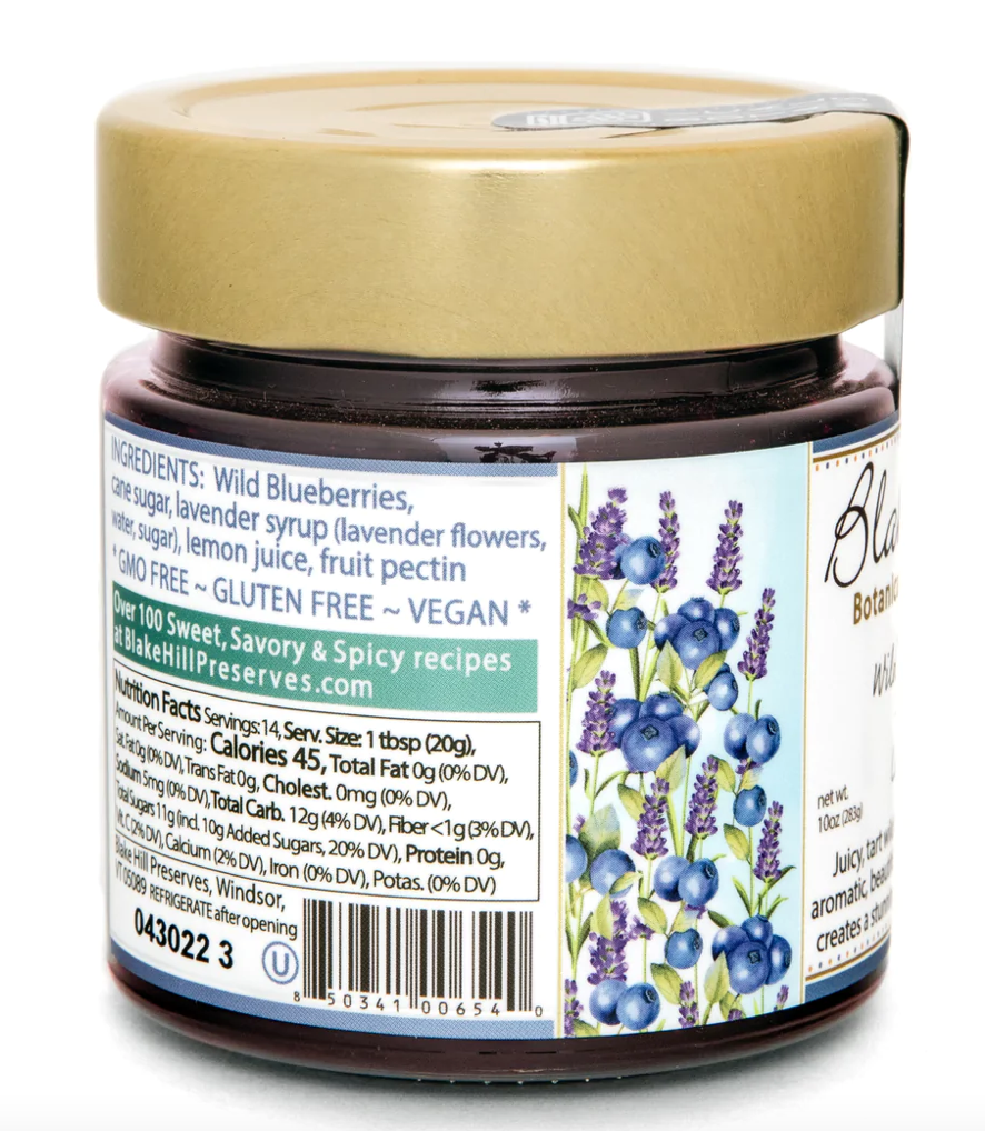 Blake Hill Preserves Jams Blueberry with Lavender Botanical Jam 10oz