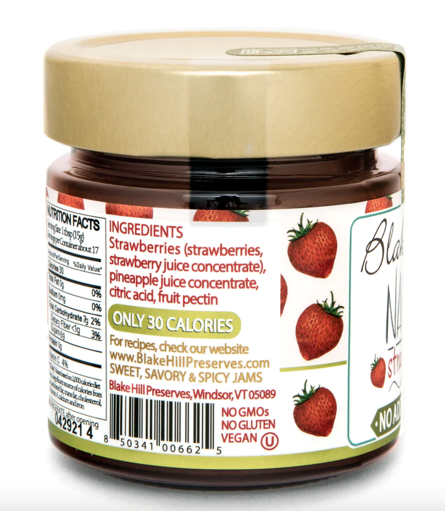 Blake Hill Preserves Jams Naked Strawberry Jam 10oz