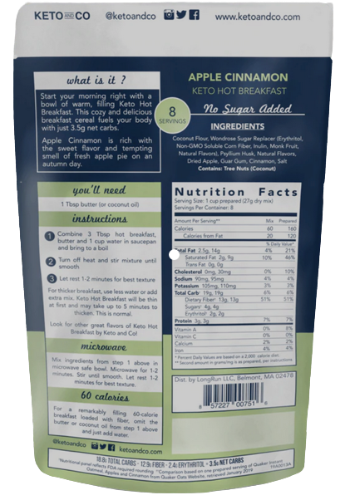 Keto &amp; Co Keto Hot Breakfast - Apple Cinnamon Trinidad Boxbles Gourmet Store