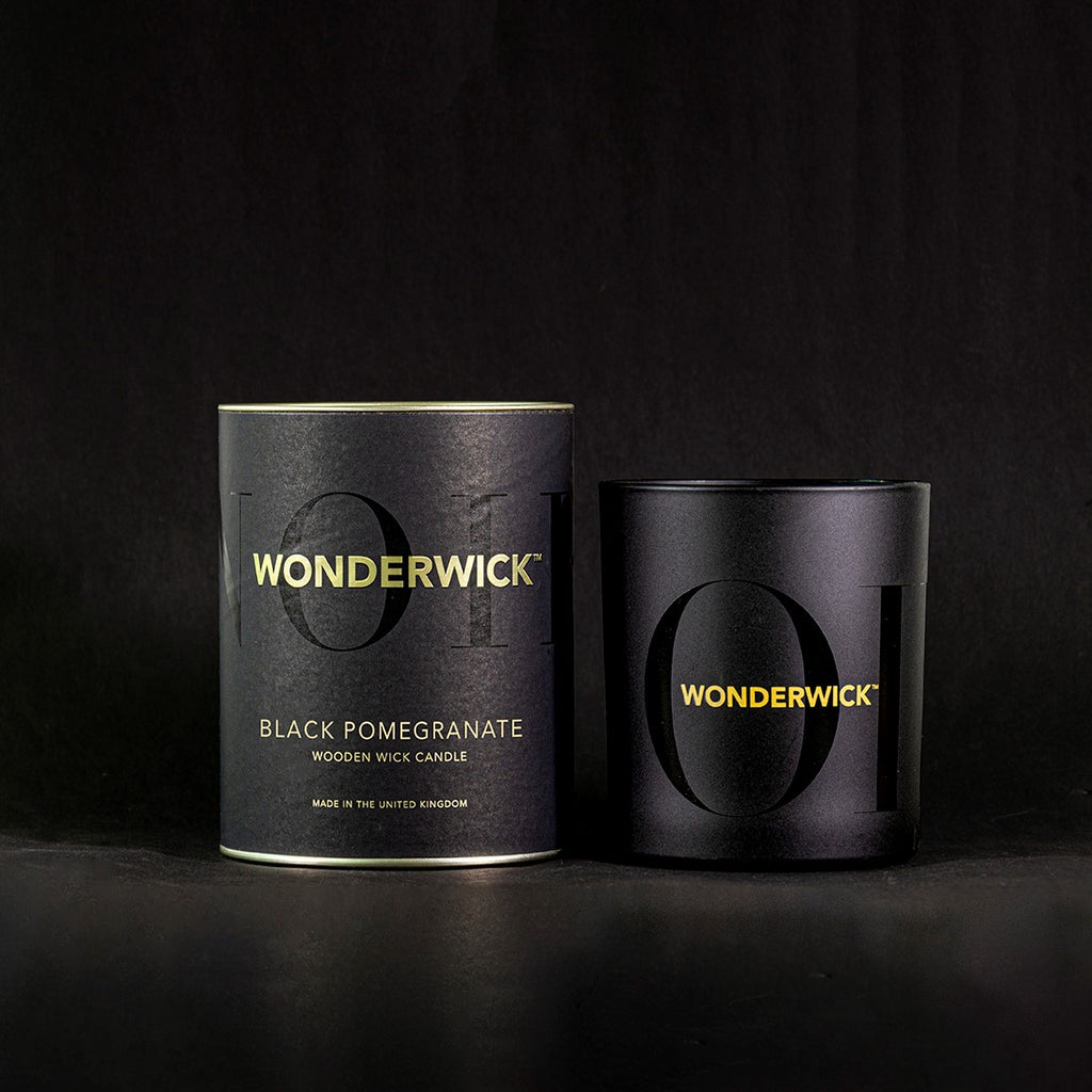 Wonderwick Black Pomegranate Noir Glass CandleTrinidad Boxbles Gourmet Store