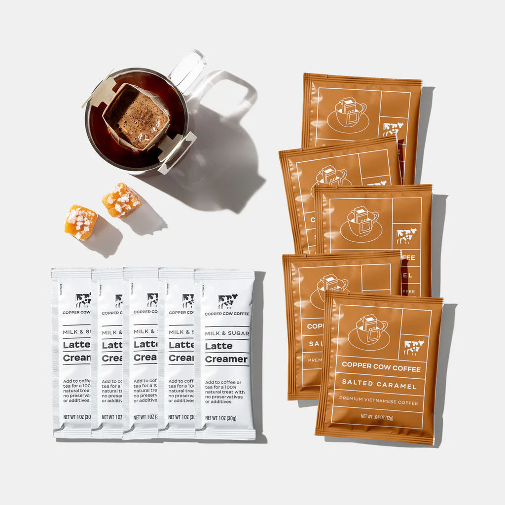 Copper Cow Pour Over Coffee Salted Caramel LatteTrinidad Boxbles Gourmet Store
